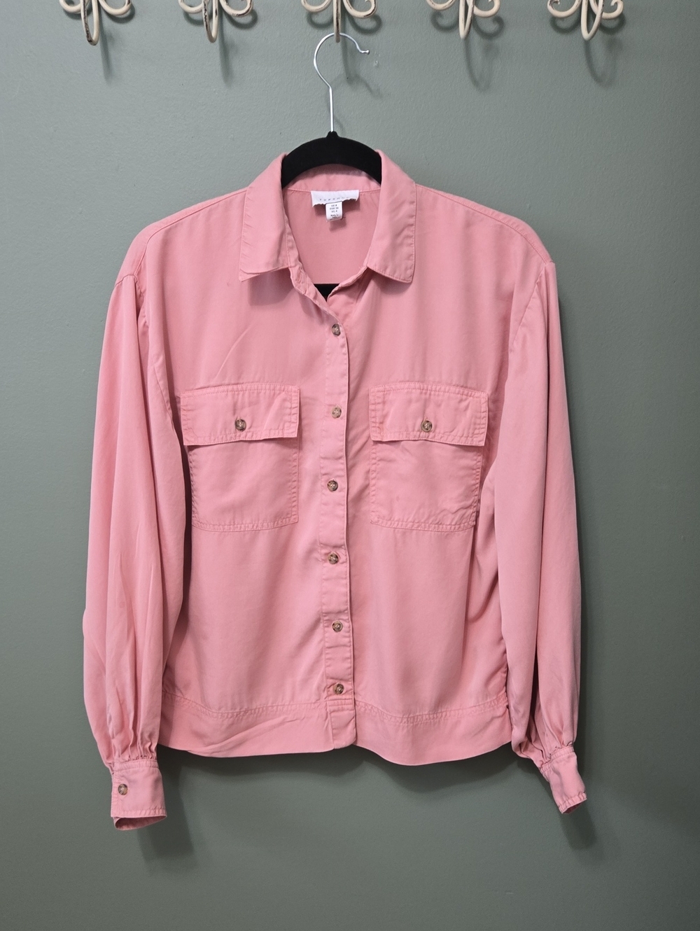 Topshop Pink Button-Front Utility Jacket Sz 4